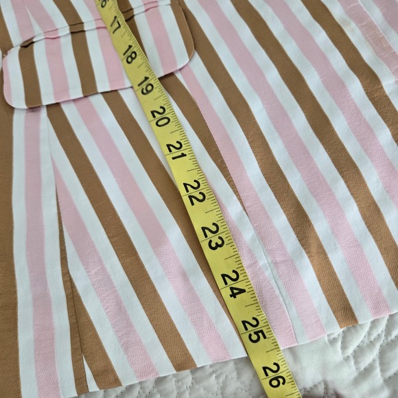 FRAME Pink & Copper Striped Blazer Cotton Blend Casual Chic Size 2 - Picture 6 of 7